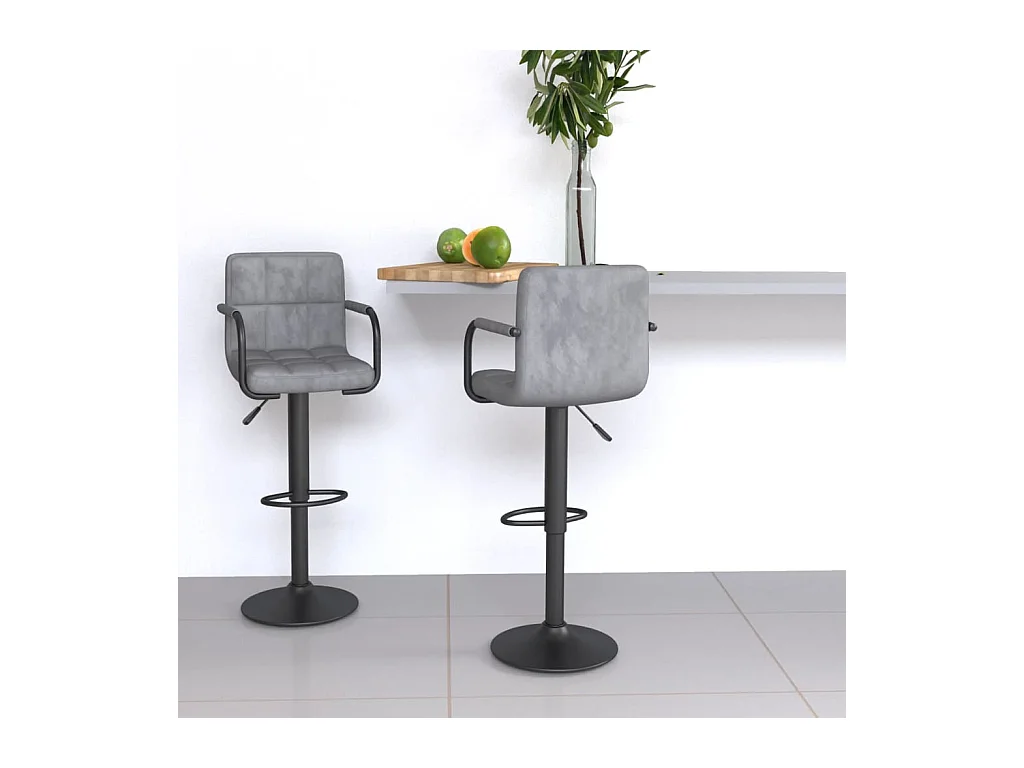 Tabourets de bar lot de 2 gris clair velours