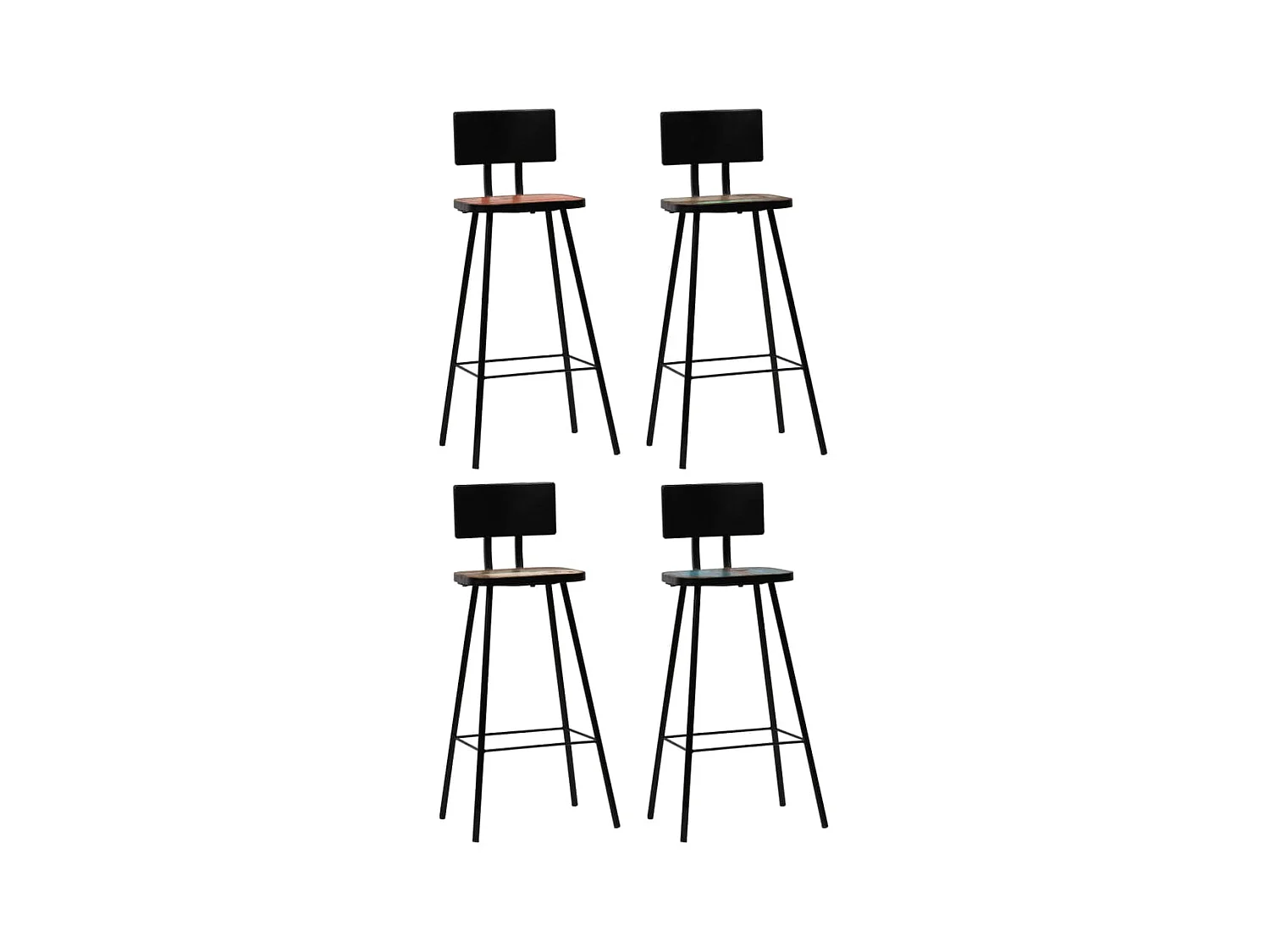Tabourets de bar lot de 4 bois massif de récupération
