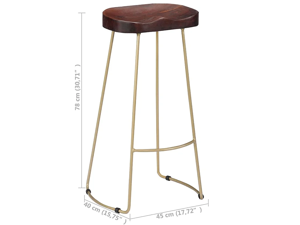 Tabourets de bar Gavin lot de 2 bois de manguier massif