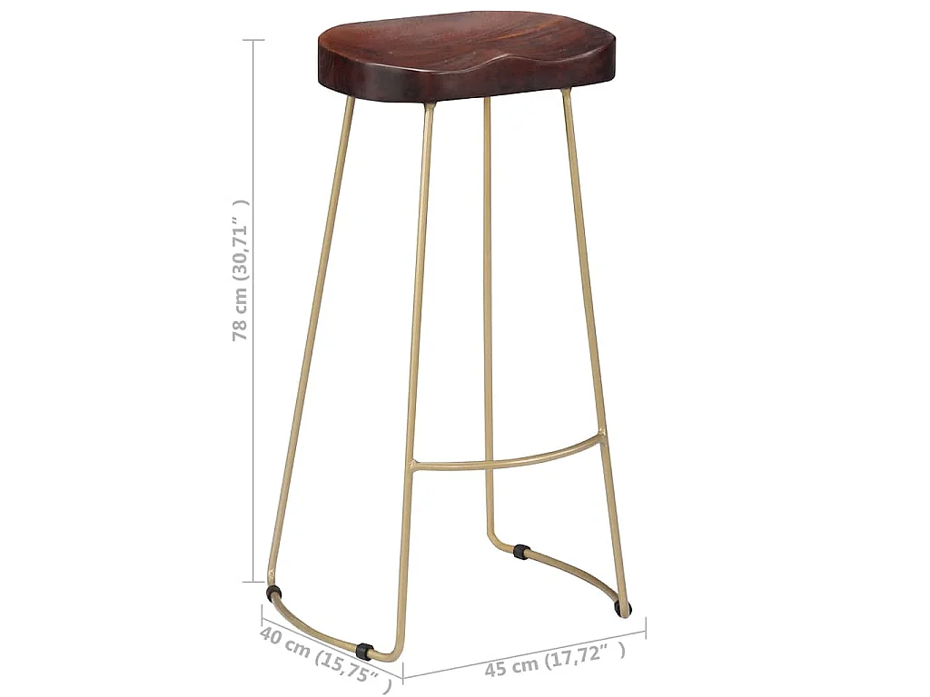 Tabourets de bar Gavin lot de 2 bois de manguier massif