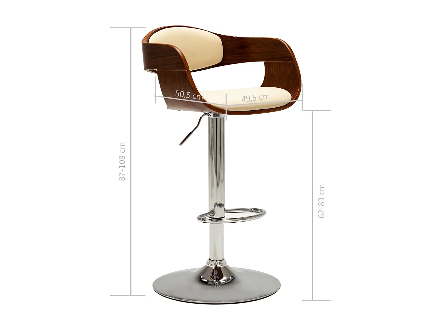 Barhocker Cremeweiß Bugholz und Kunstleder