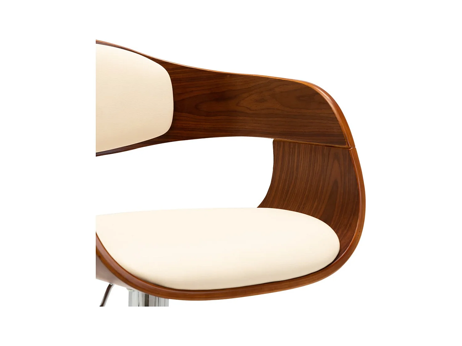 Barhocker Cremeweiß Bugholz und Kunstleder