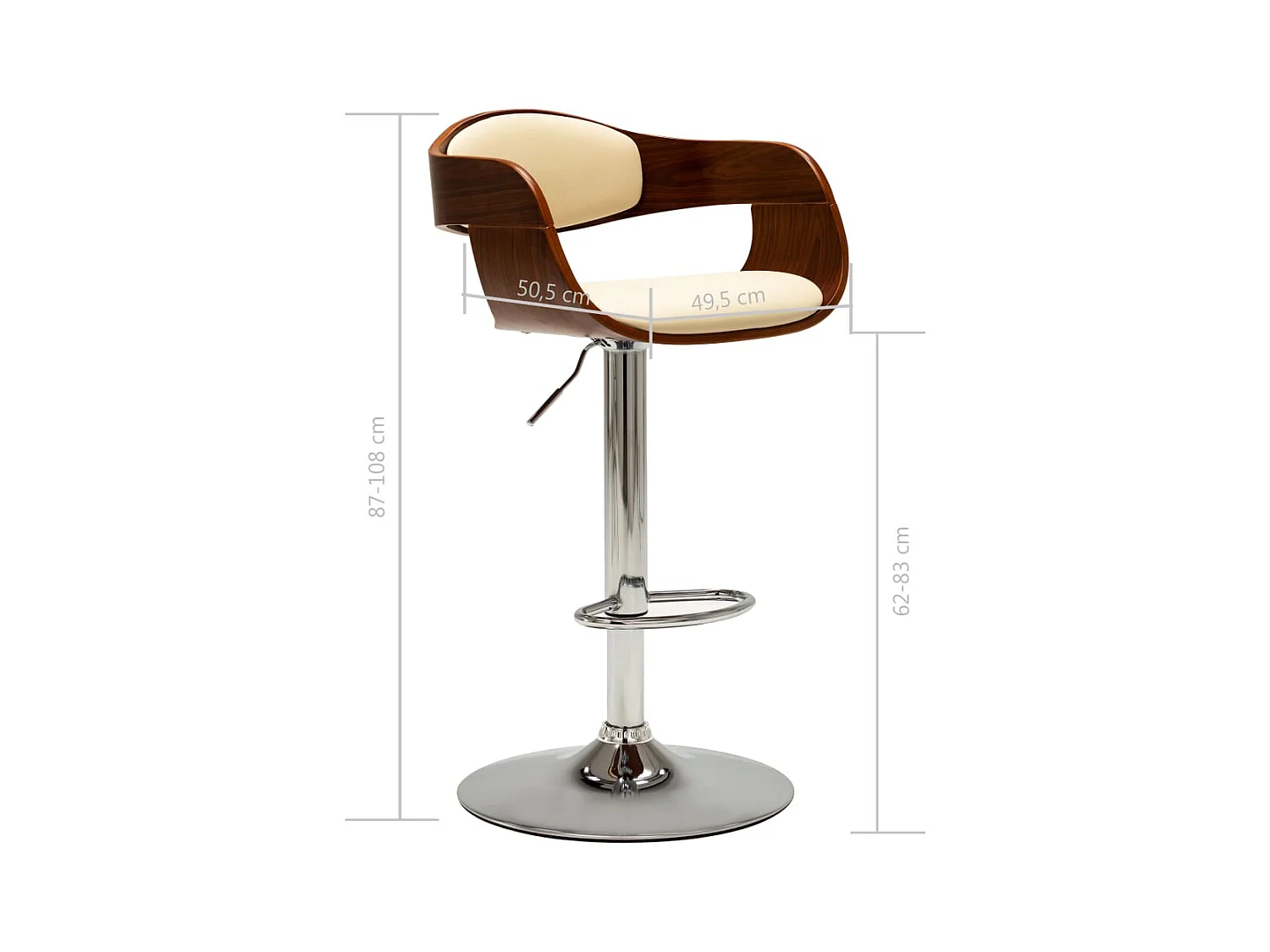 Barhocker Cremeweiß Bugholz und Kunstleder