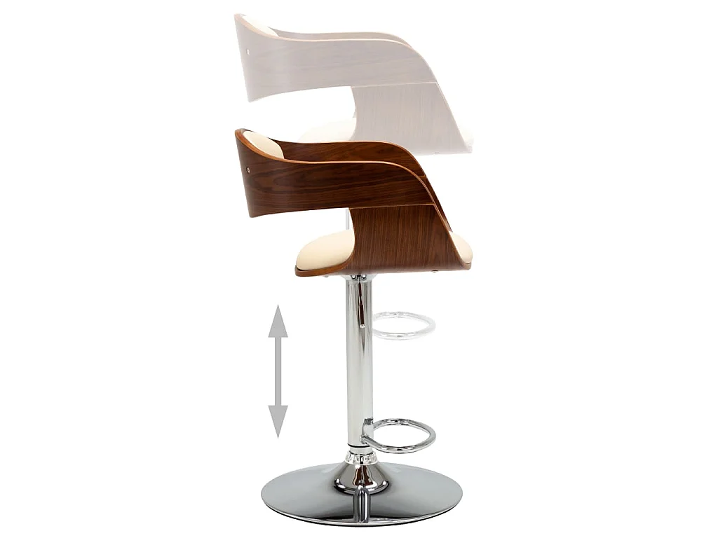 Barhocker Cremeweiß Bugholz und Kunstleder