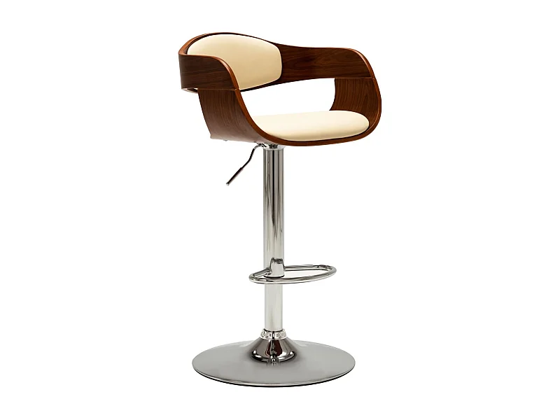 Tabouret de bar Crème Bois courbé et similicuir