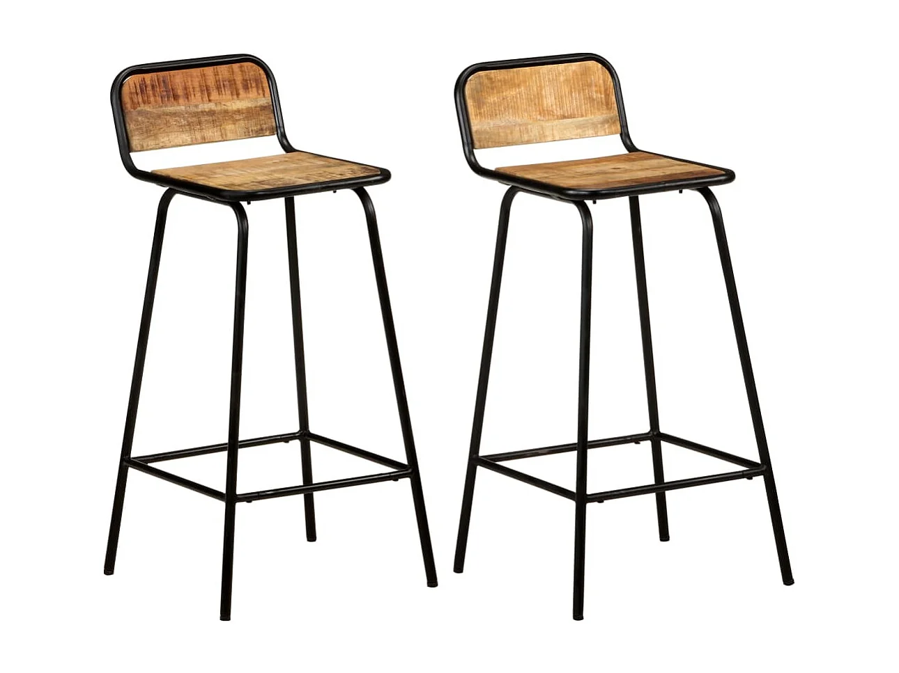 Barstoelen 2 st massief mangohout