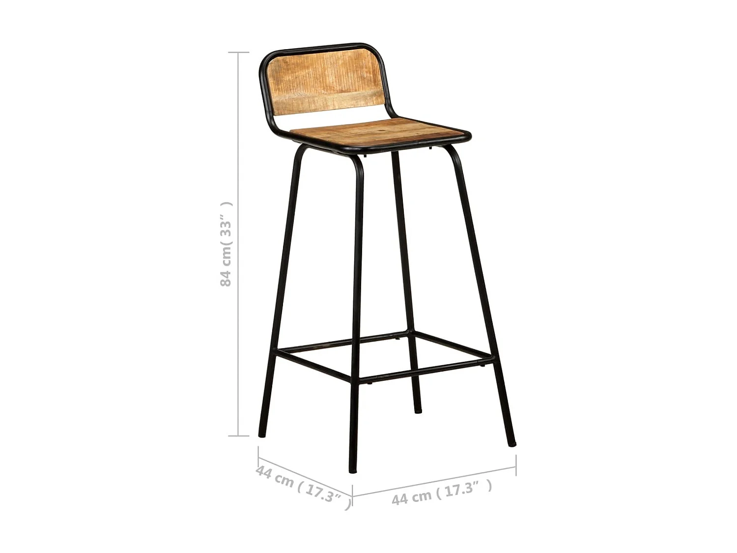 Barstoelen 2 st massief mangohout