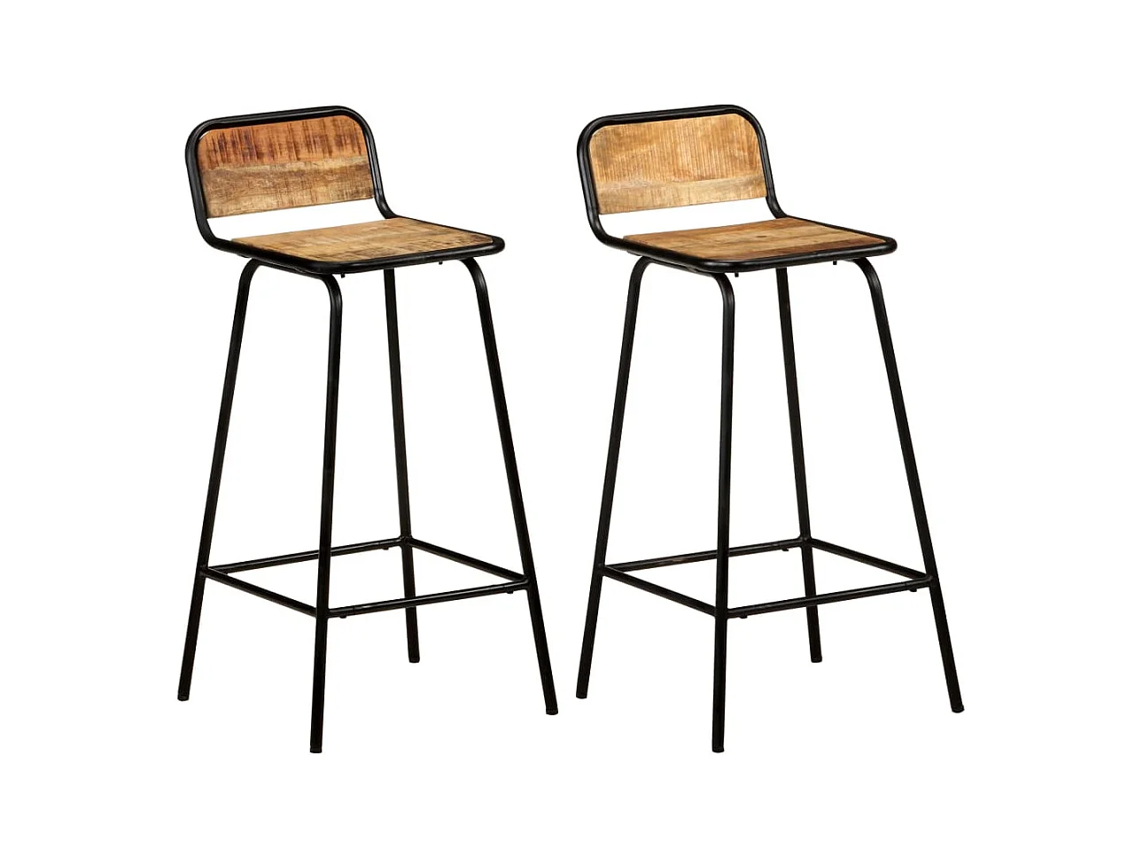 Chaises de bar lot de 2 bois de manguier solide