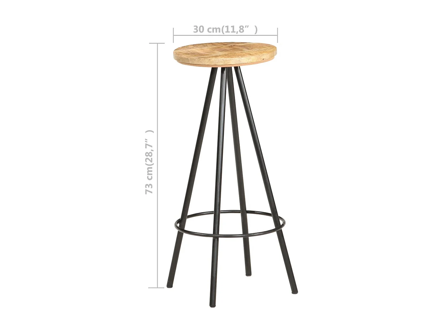 Tabourets de bar lot de 4 bois de manguier brut