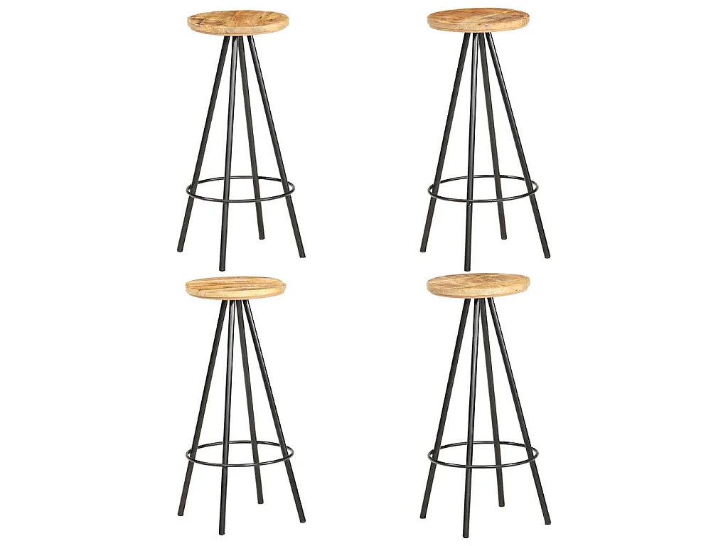 Taburetes de cocina 4 unidades madera de mango rugosa