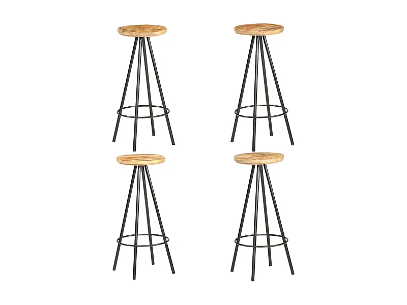 Barhocker 4 Stk. Raues Mangoholz