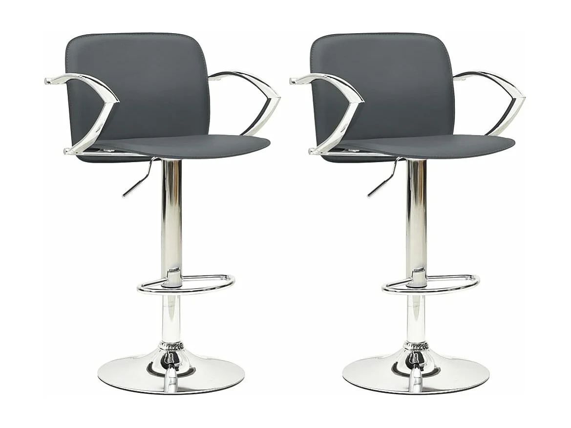 Barkrukken 2 st kunstleer grijs