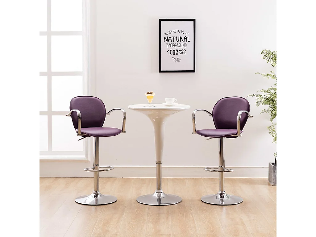Bancos de bar com apoios de braços 2 pcs couro artificial roxo