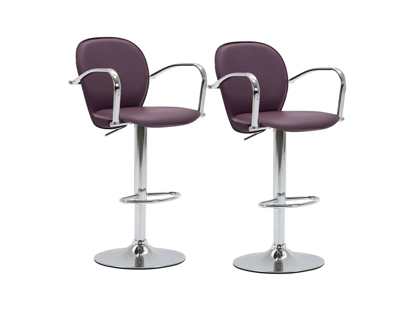 Tabourets de bar avec accoudoir lot de 2 violet similicuir