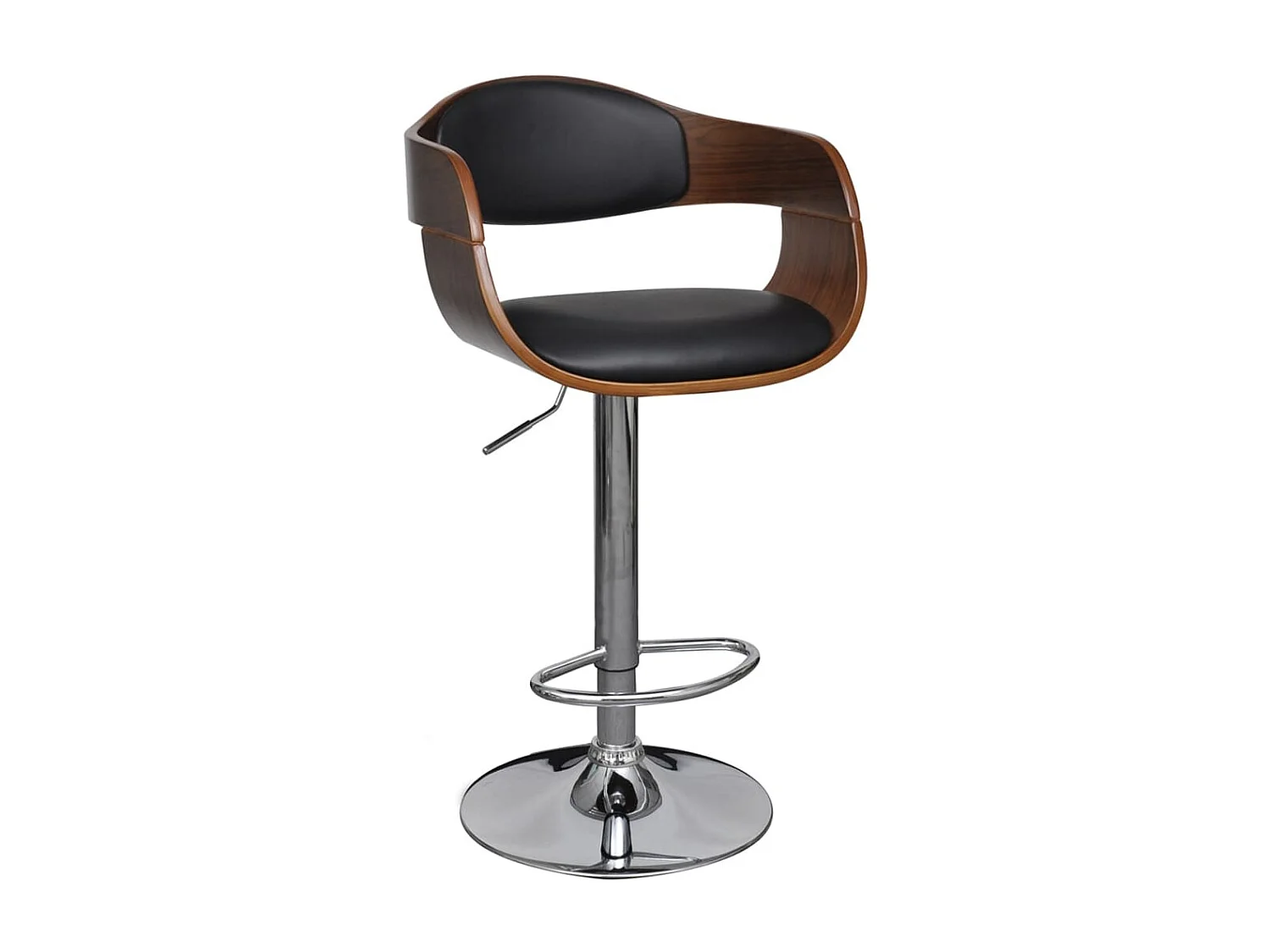 Tabourets de bar lot de 2 noir bois courbé et similicuir