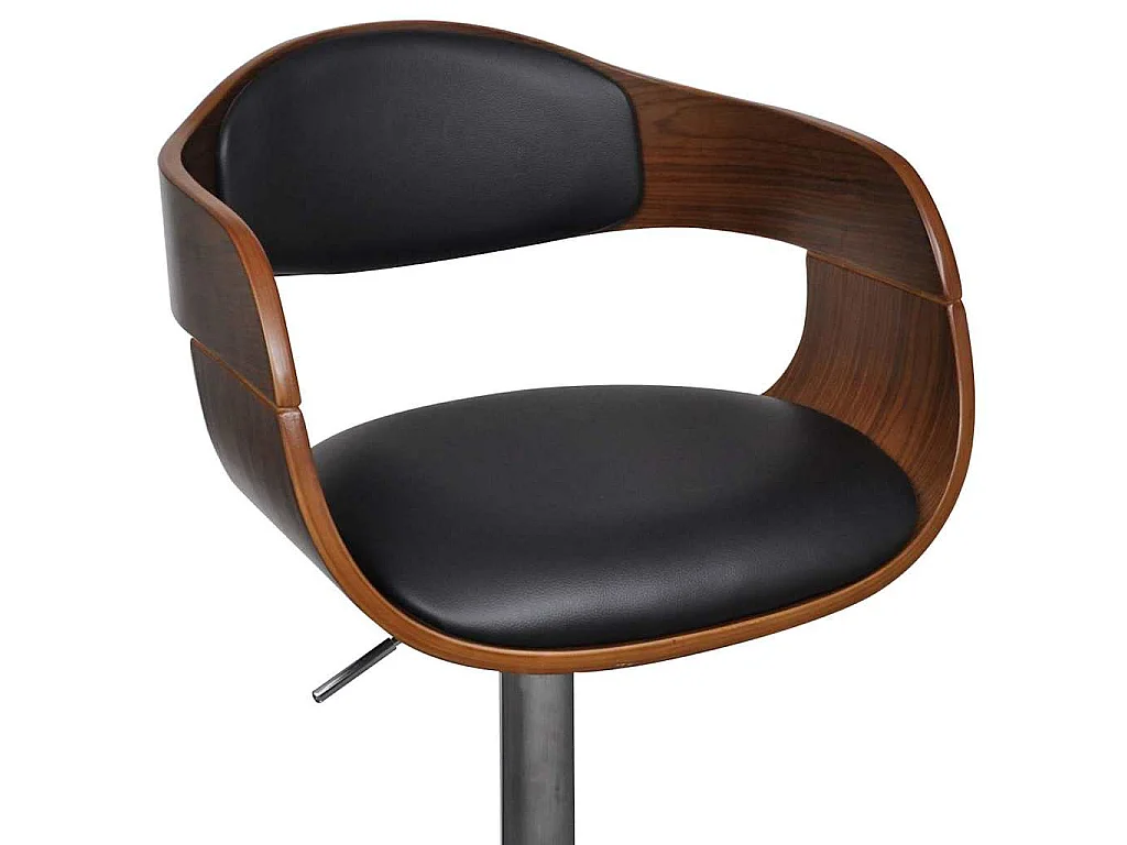 Tabourets de bar lot de 2 noir bois courbé et similicuir
