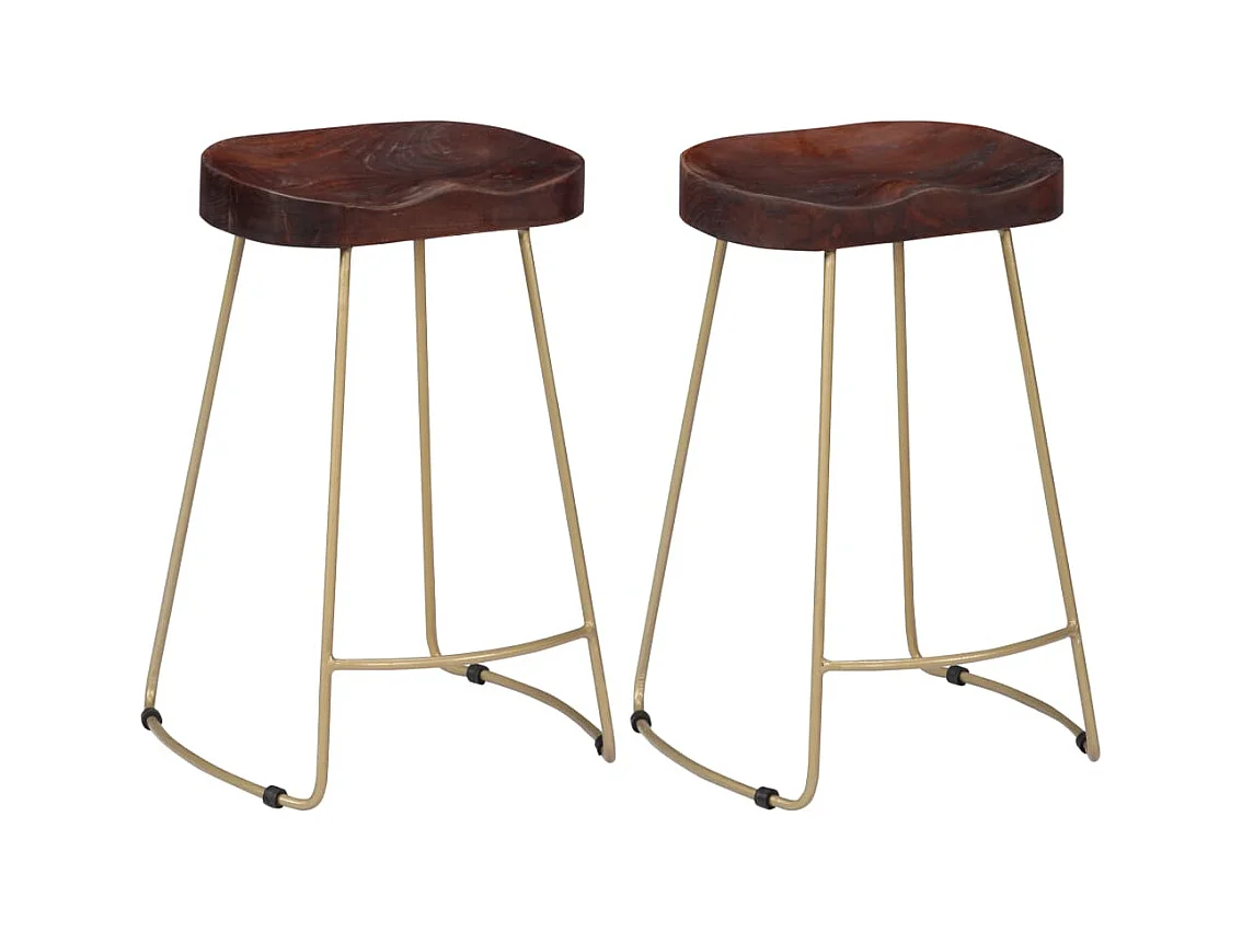 Tabourets de bar Gavin lot de 2 bois de manguier massif