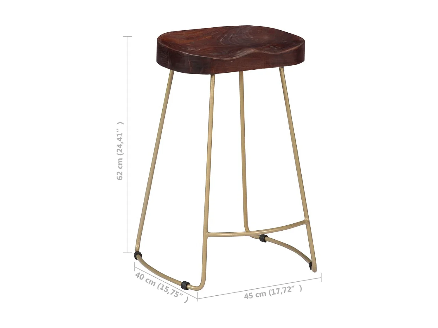 Tabourets de bar Gavin lot de 2 bois de manguier massif