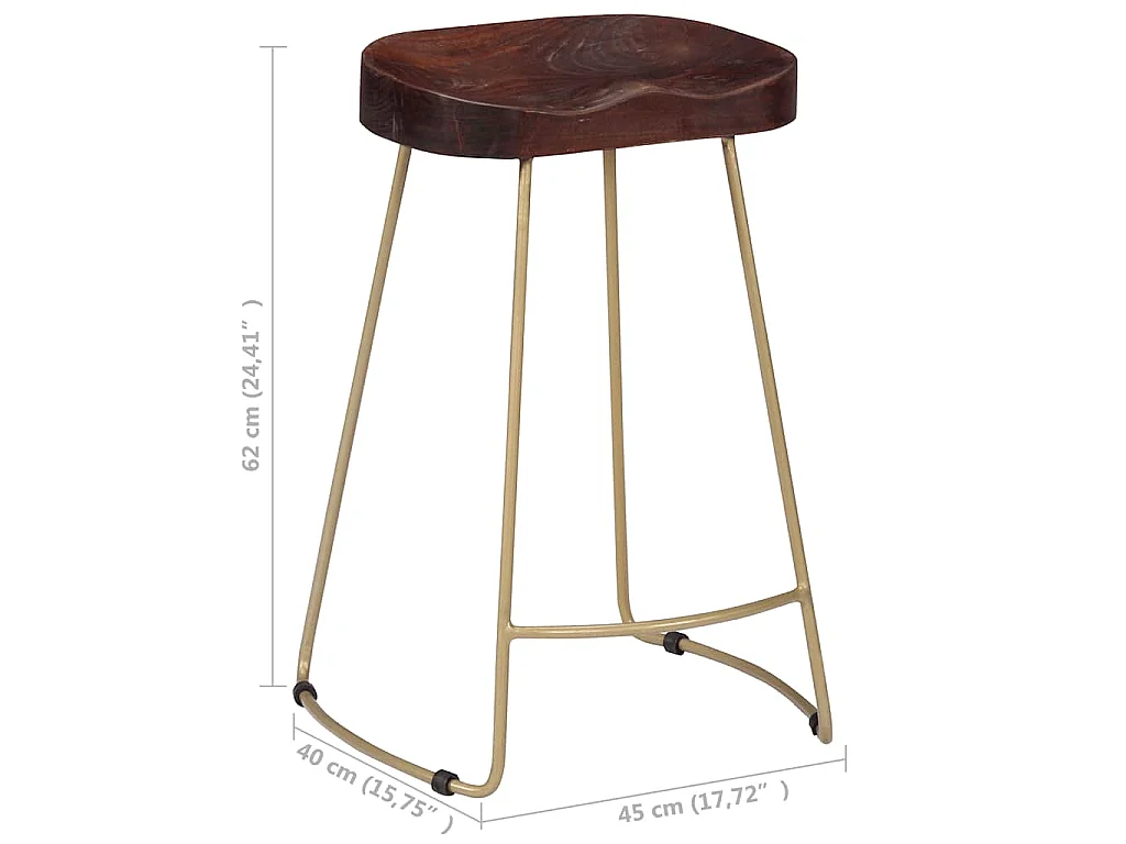Tabourets de bar Gavin lot de 2 bois de manguier massif
