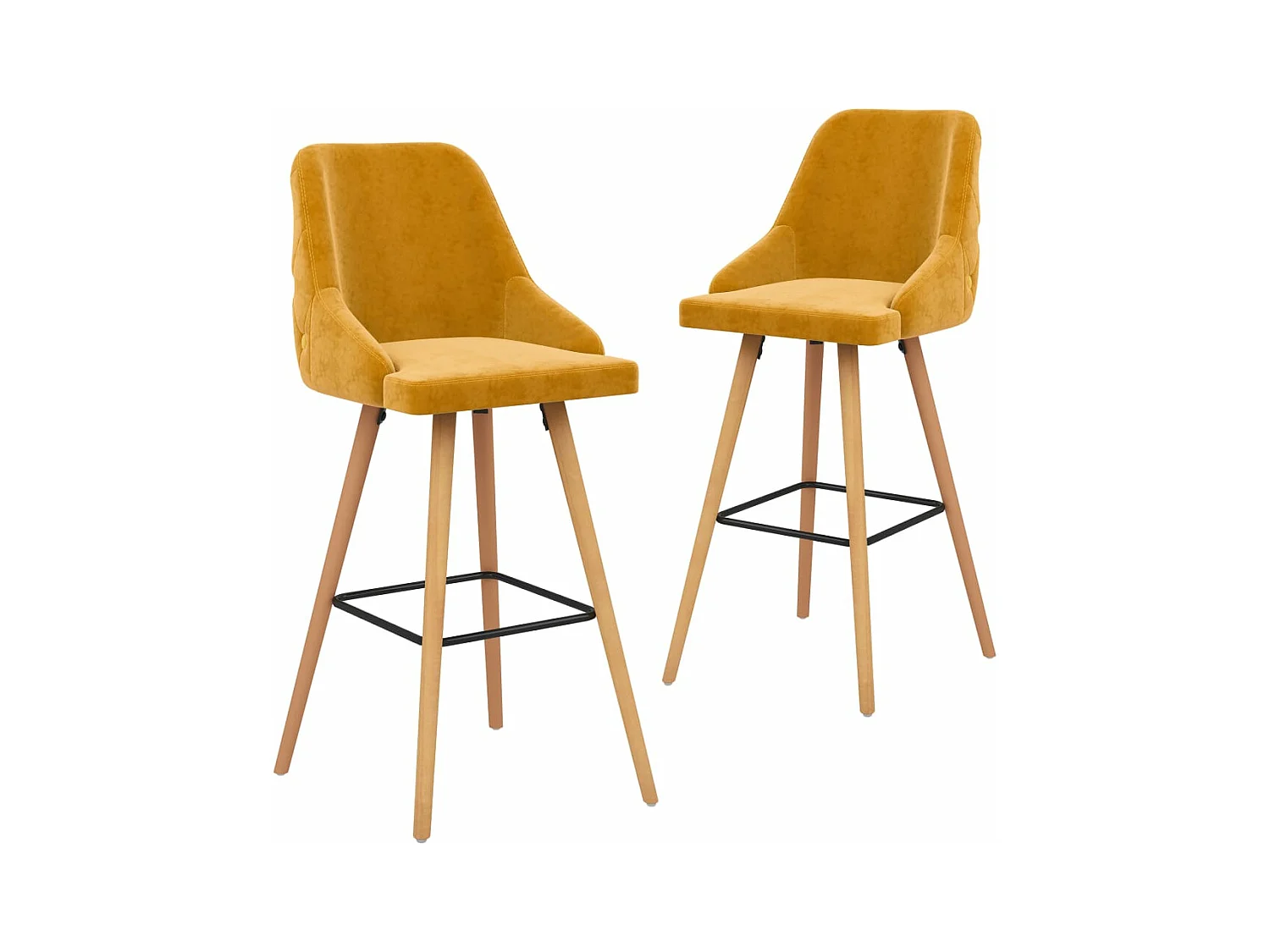 Tabourets de bar lot de 2 jaune velours