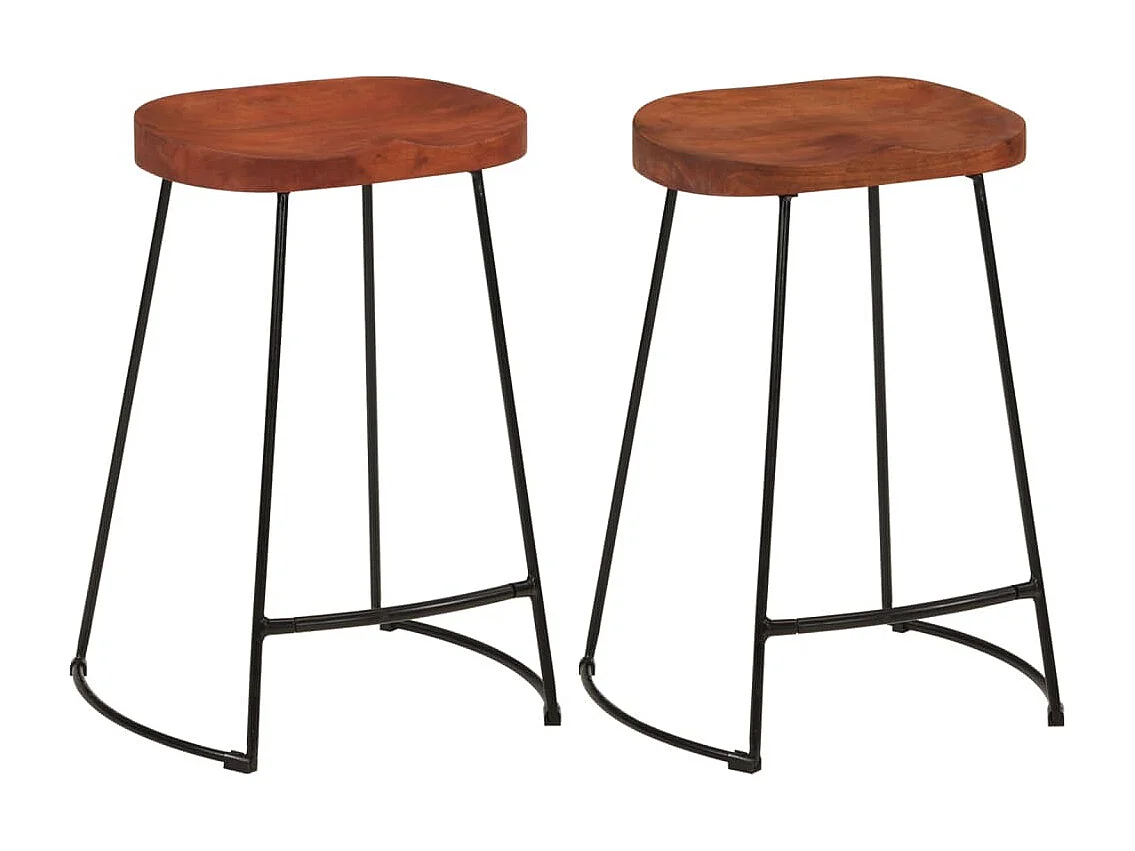 Tabourets de bar Gavin lot de 2 45x40x63cm bois massif manguier