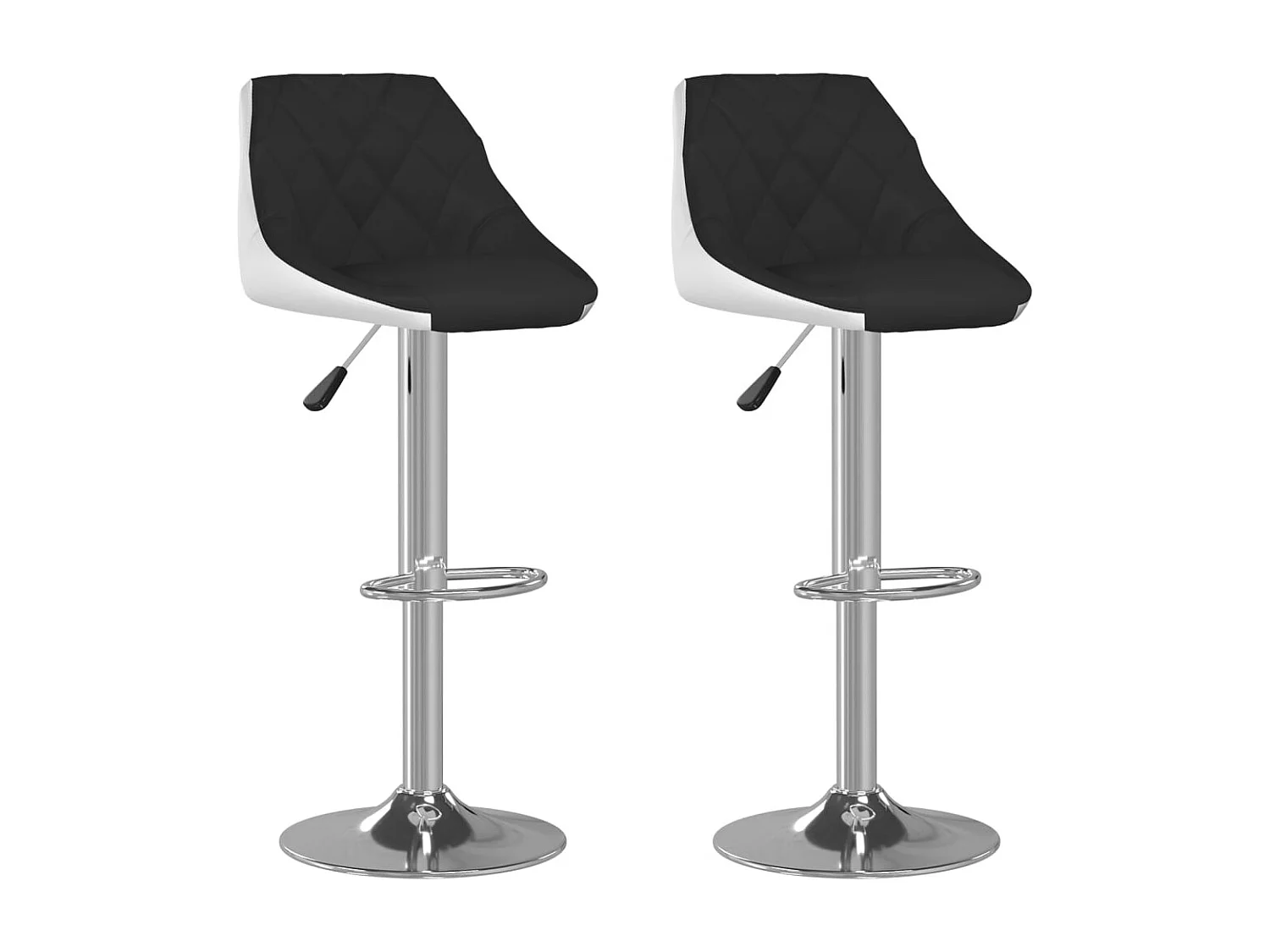 Tabourets de bar lot de 2 noir et blanc similicuir