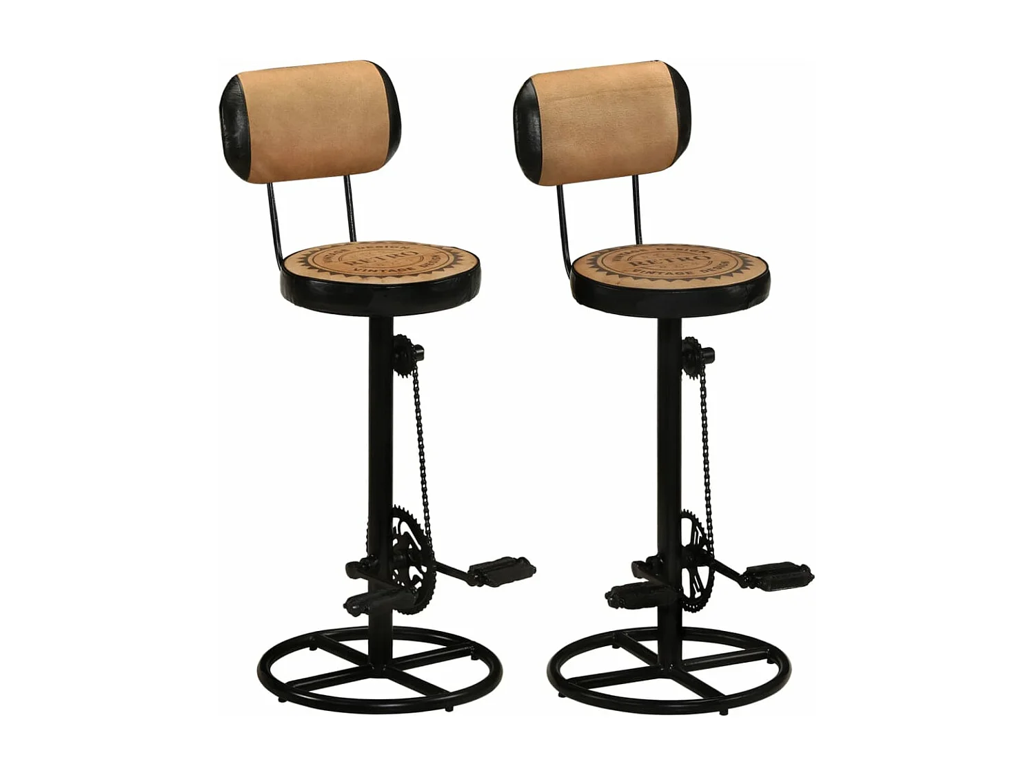 Tabouret de bar imprimé en toile lot de 2 cuir chèvre véritable