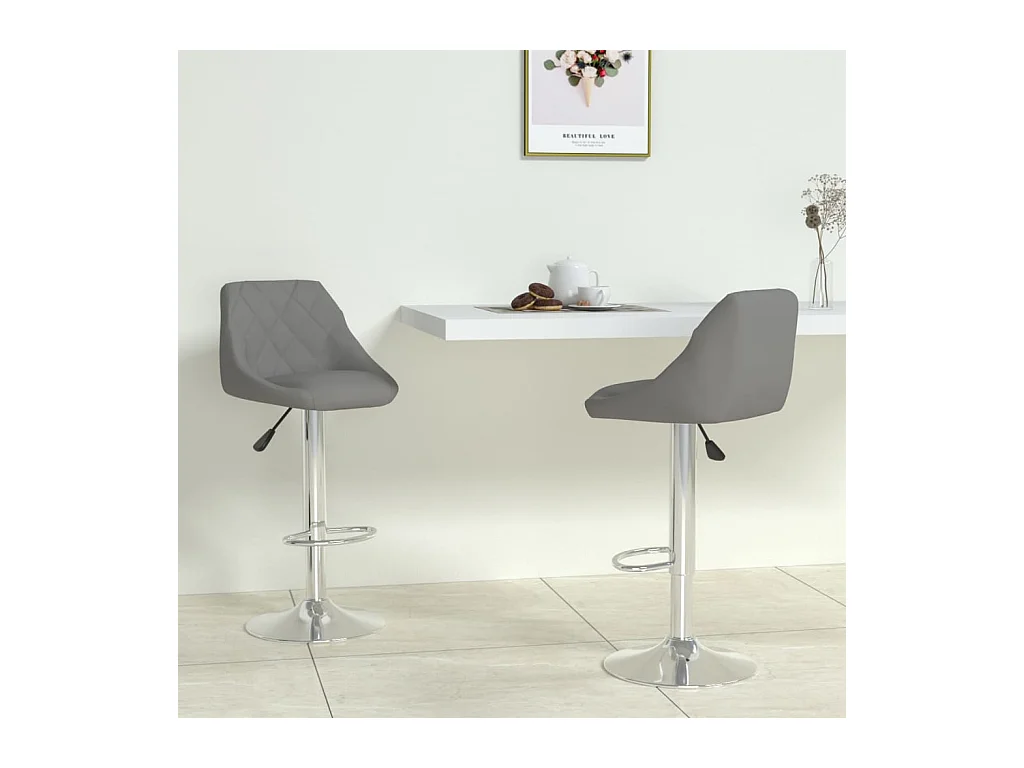 Tabourets de bar lot de 2 gris similicuir