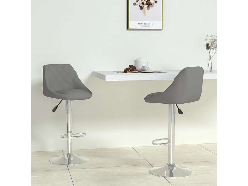Tabourets de bar lot de 2 gris similicuir