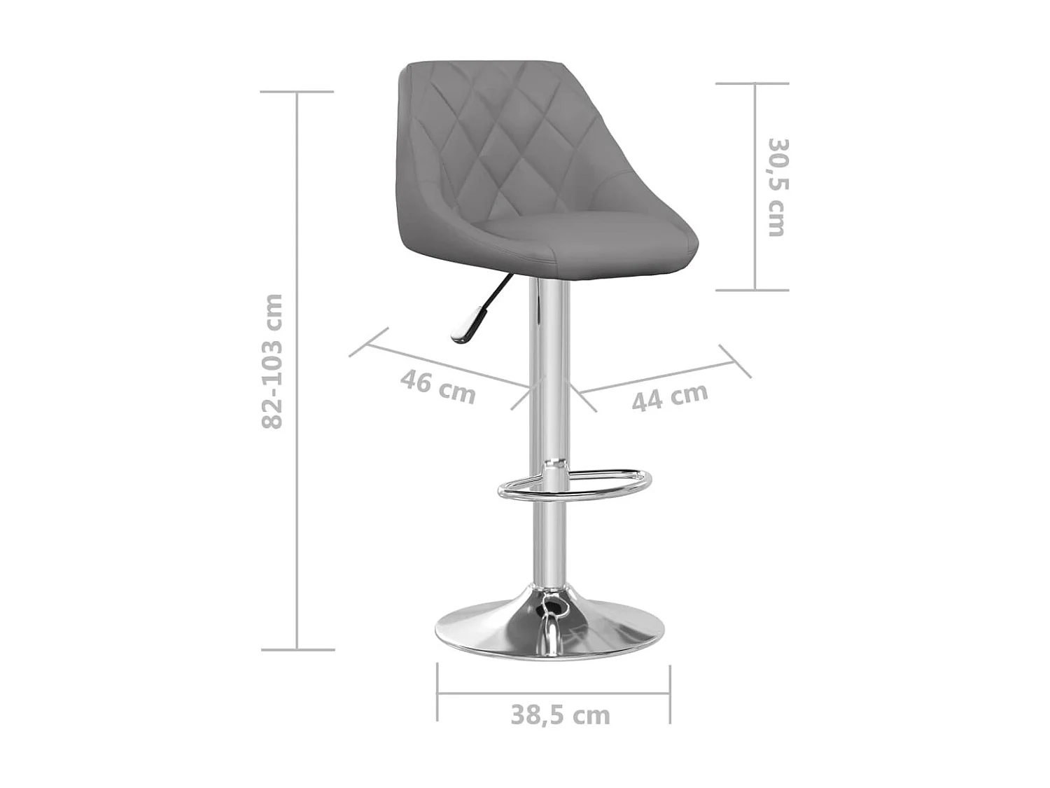 Tabourets de bar lot de 2 gris similicuir
