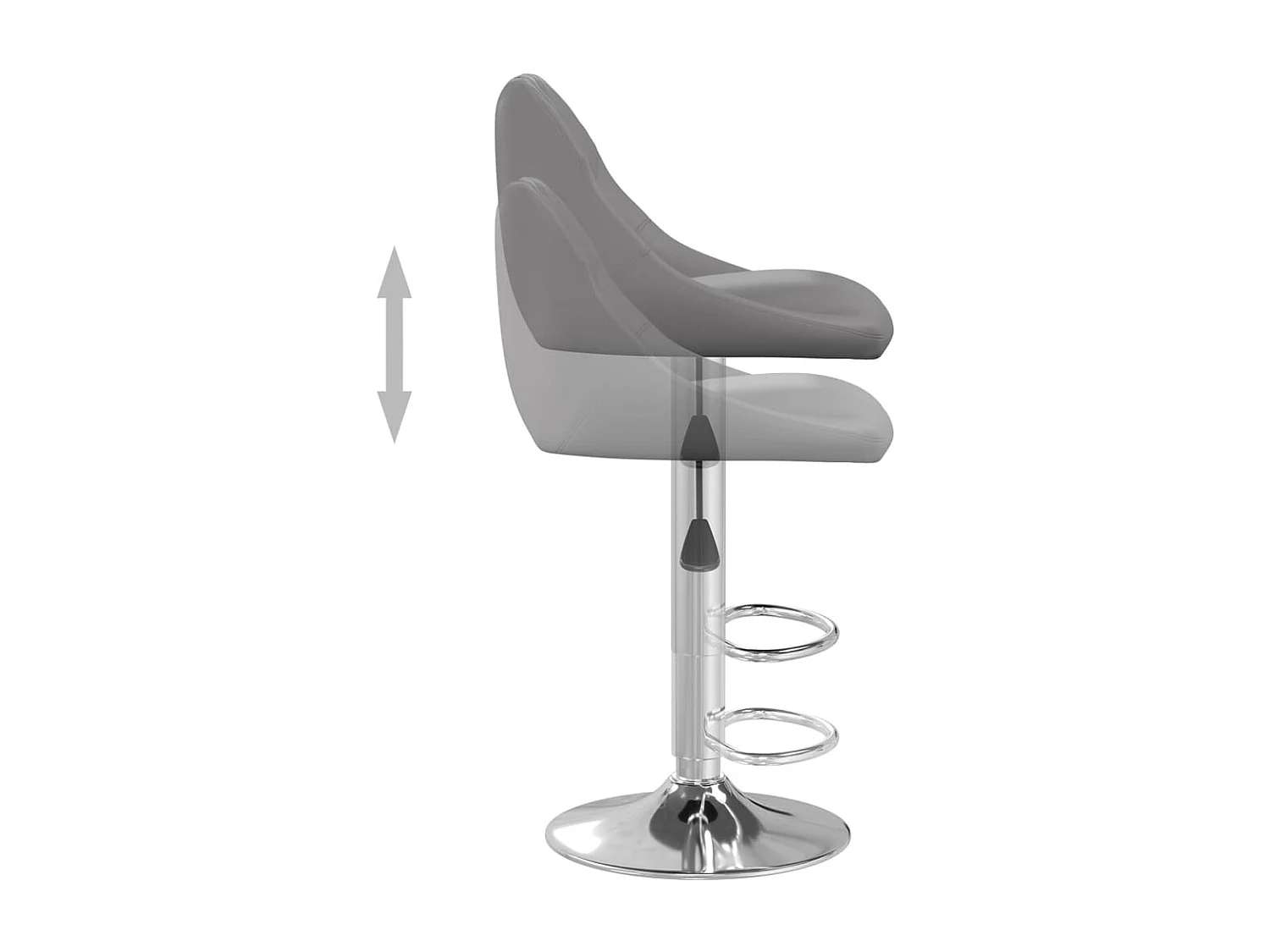 Tabourets de bar lot de 2 gris similicuir