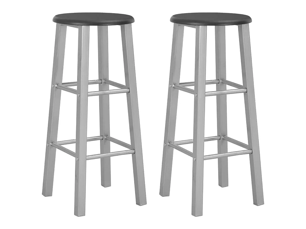 Tabourets de bar lot de 2 argenté MDF
