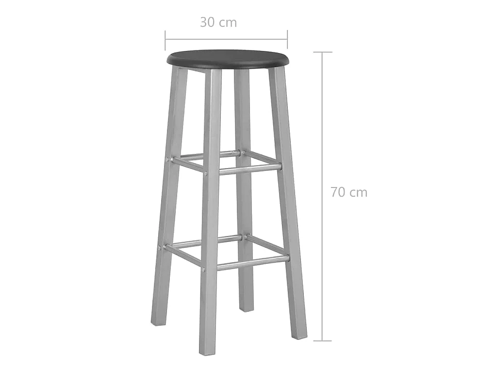 Tabourets de bar lot de 2 argenté MDF