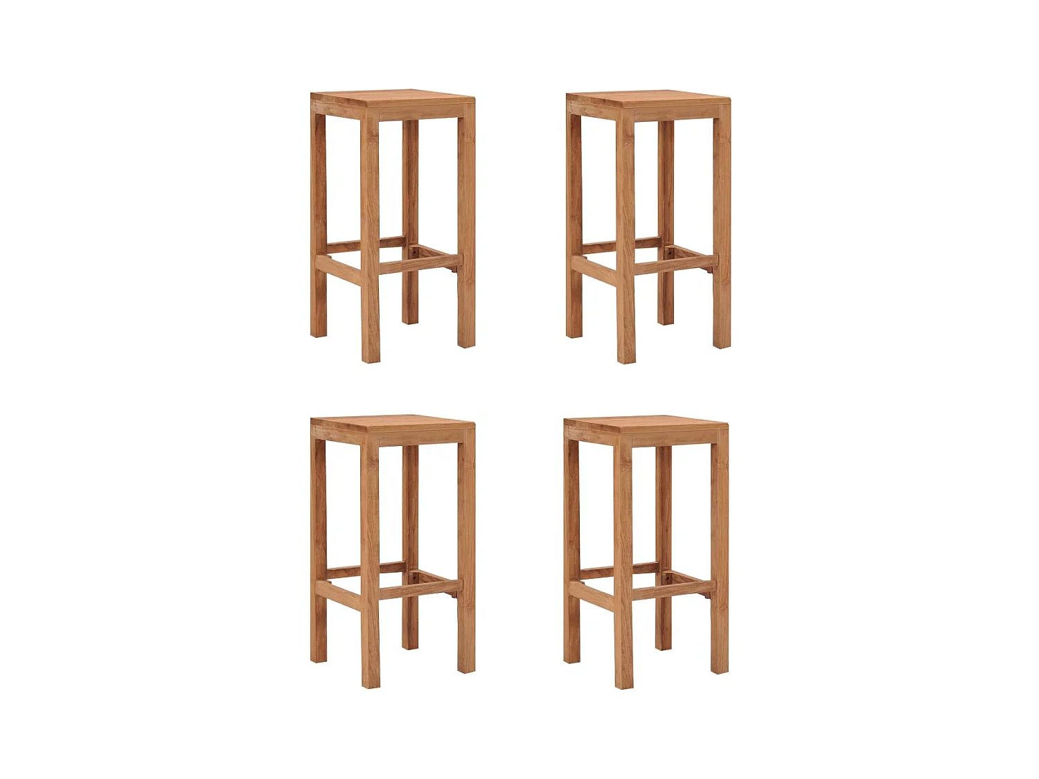 Tabourets de bar lot de 4 bois de teck massif