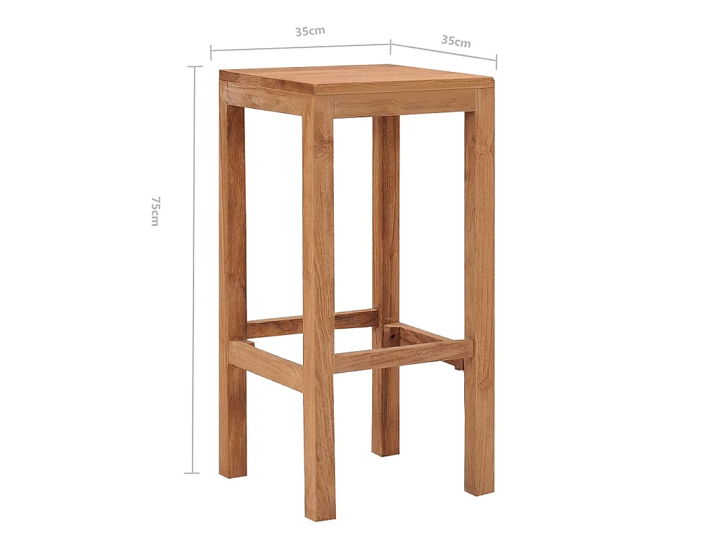 Sgabelli da Bar 4 pz in Legno Massello di Teak