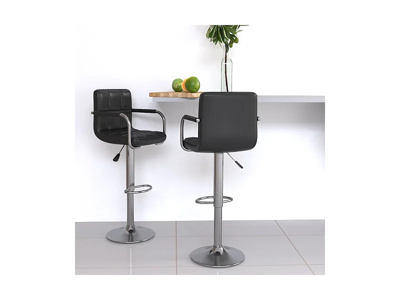 Barhocker 2 Stk. Schwarz Kunstleder