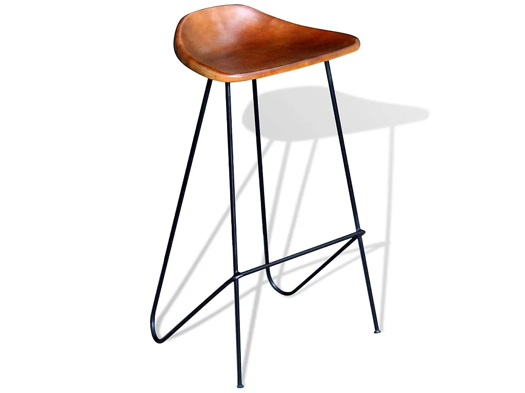 Chaises de bar lot de 2 noir et marron cuir véritable