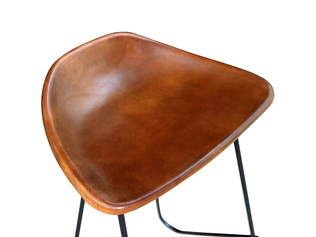Chaises de bar lot de 2 noir et marron cuir véritable