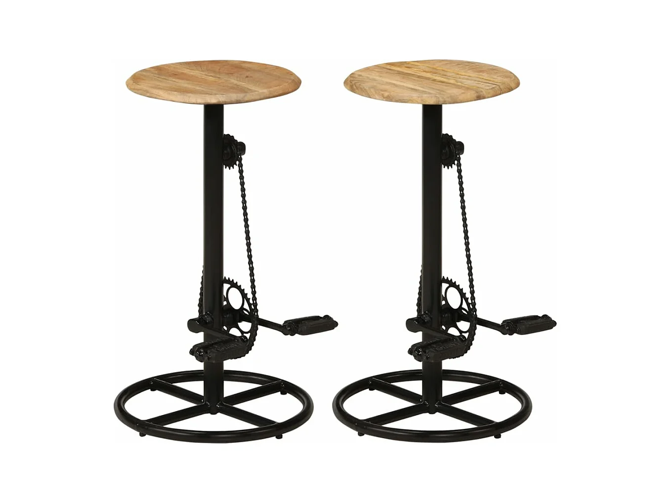 Chaises de bar lot de 2 bois de manguier solide