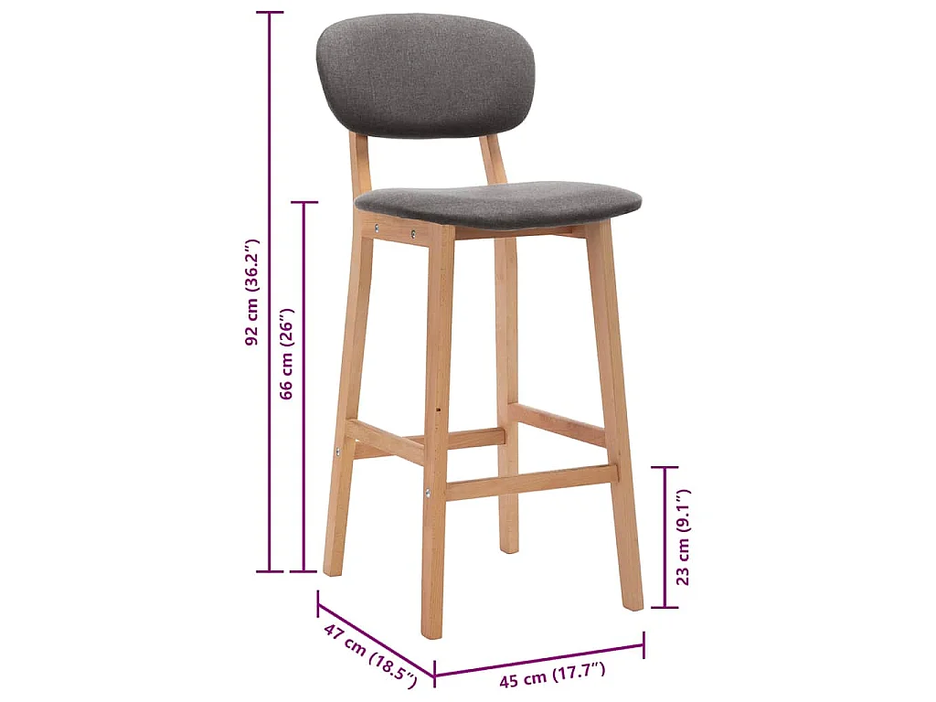 Tabourets de bar lot de 2 gris clair tissu