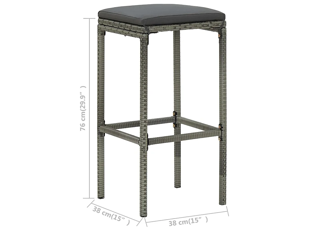Sgabelli da Bar con Cuscini 6 pz Grigi in Polyrattan