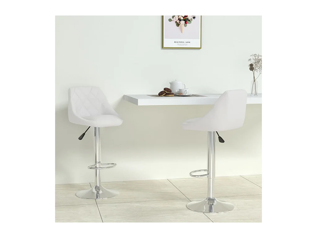 Tabourets de bar lot de 2 blanc similicuir
