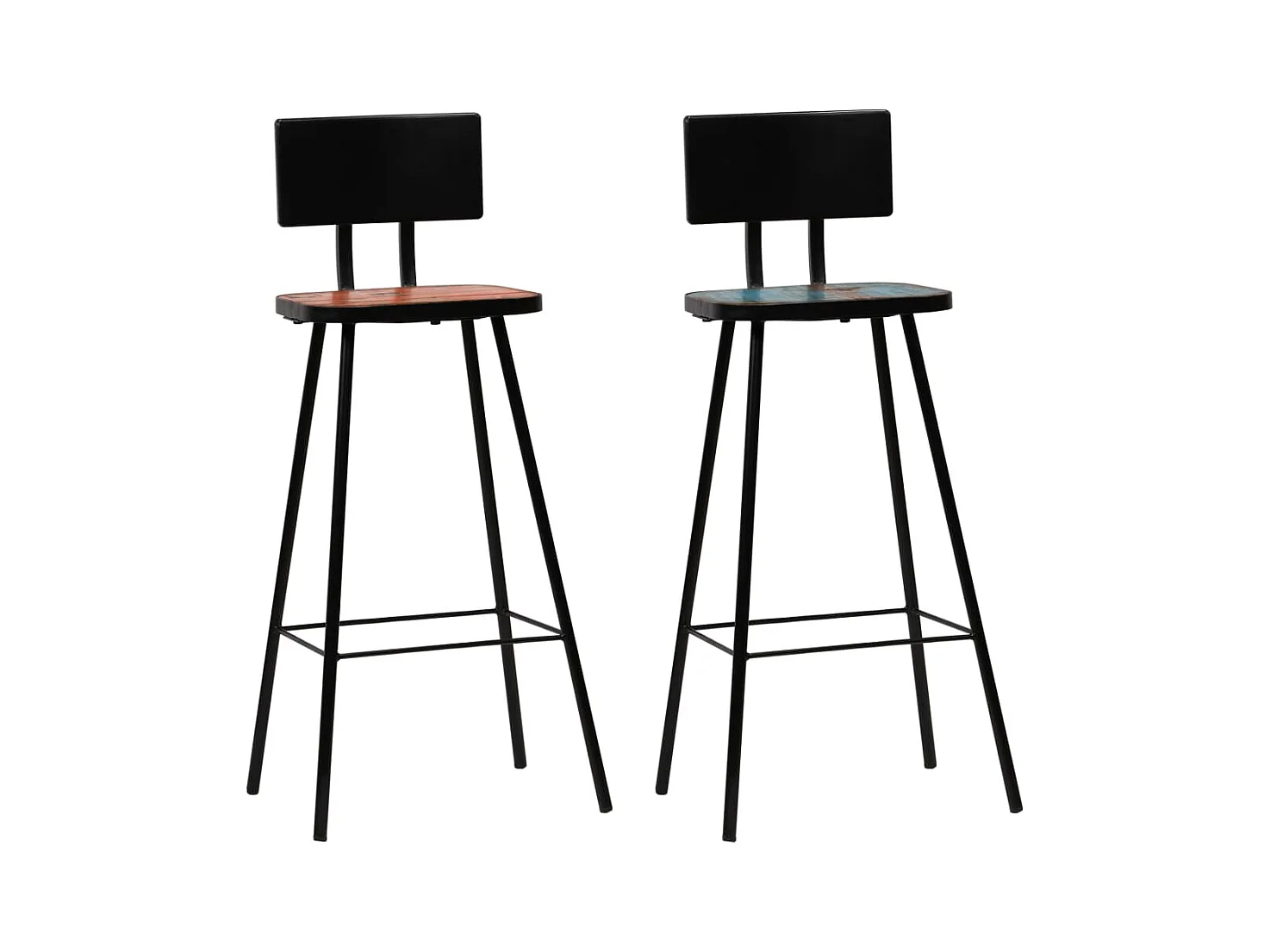 Tabourets de bar lot de 2 bois massif de récupération