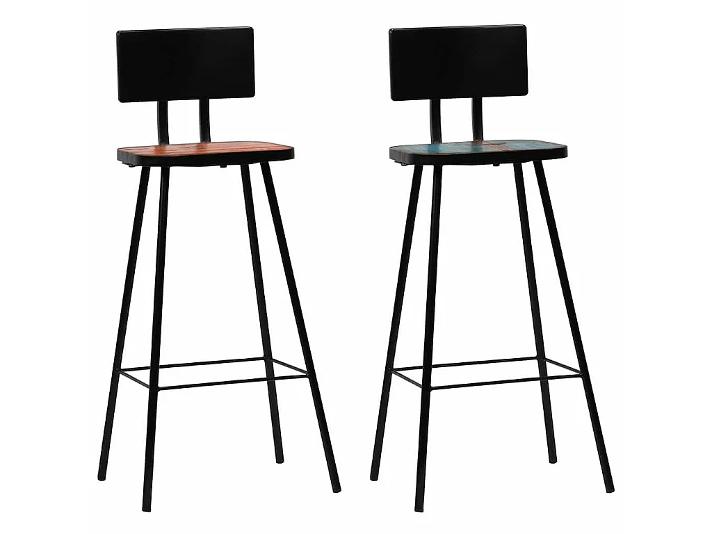 Tabourets de bar lot de 2 bois massif de récupération