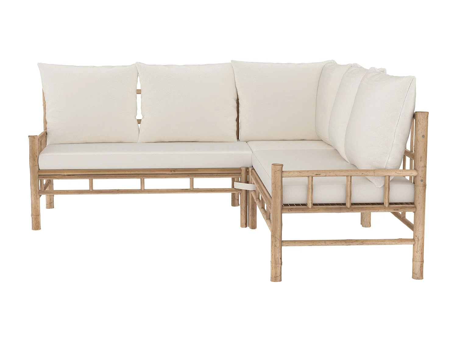 Salon de jardin en bambou avec un canapé d'angle et une table basse - Vadella