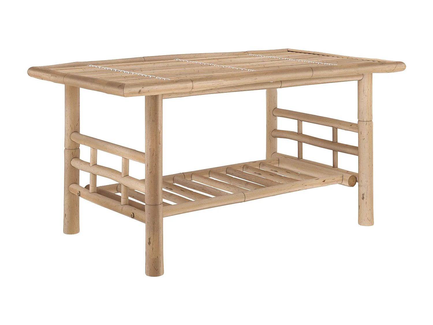 Salon de jardin en bambou avec un canapé d'angle et une table basse - Vadella