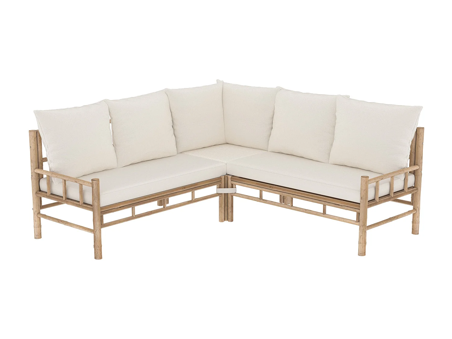 Salon de jardin en bambou avec un canapé d'angle et une table basse - Vadella