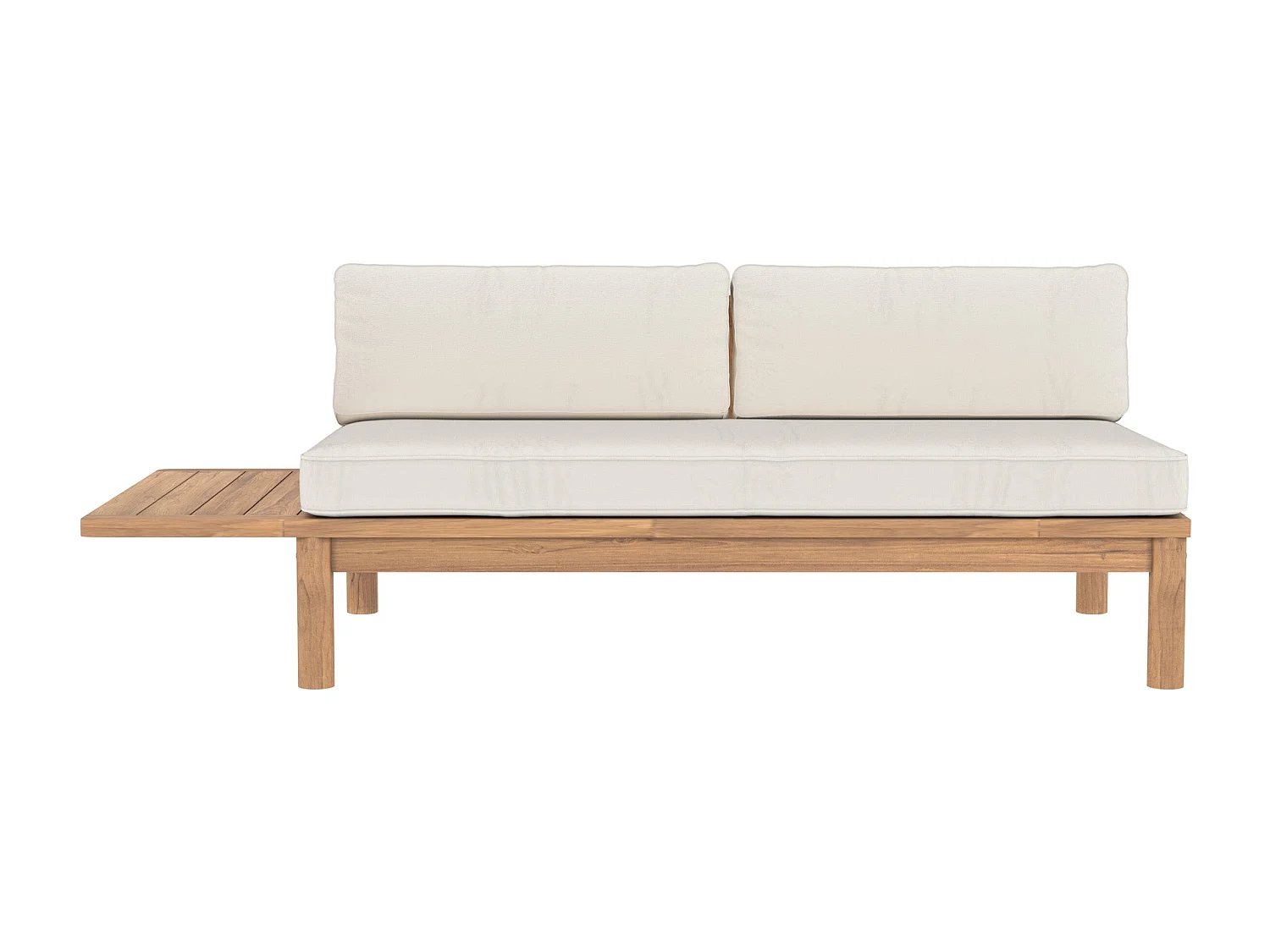 Salon de jardin en teck massif avec un canapé et une table basse ronde - Aurland