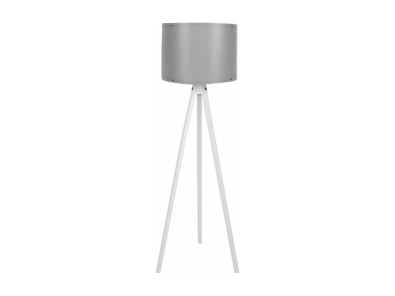 Lampadaire trépied Luca 145cm Tissu Gris et Bois Blanc