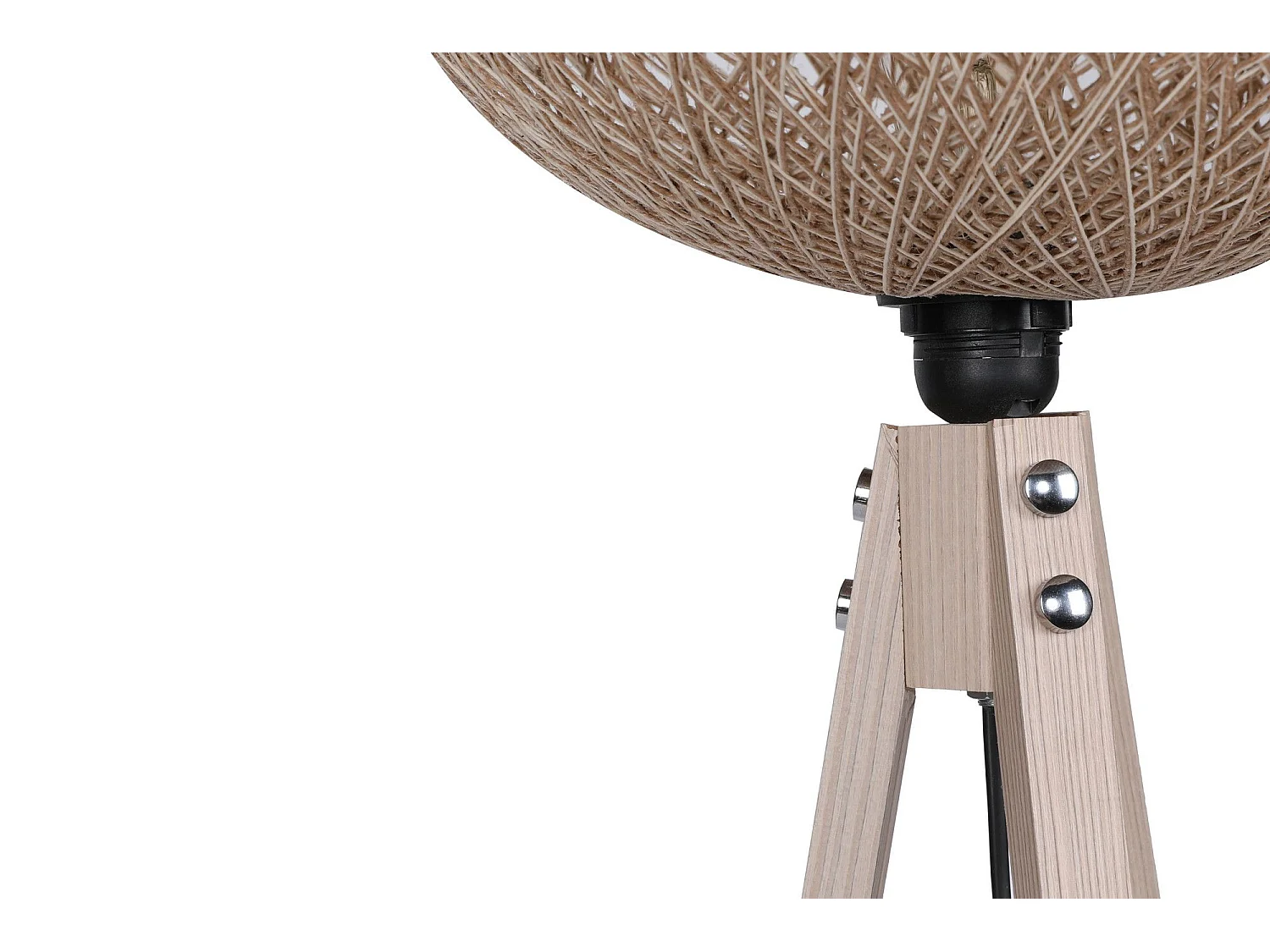 Lampadaire trépied Shar H145cm Bois clair et Jute Beige